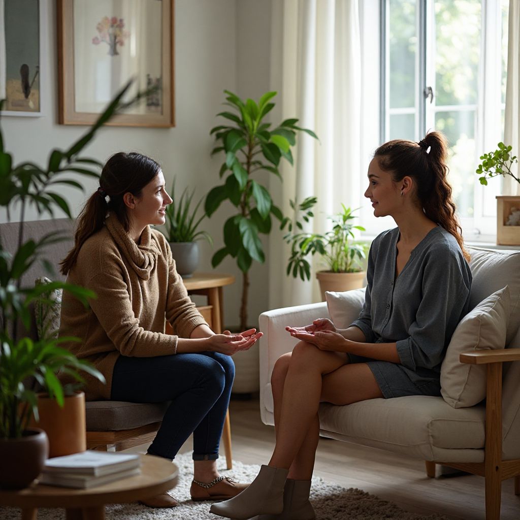 One-on-one coaching session in comfortable office