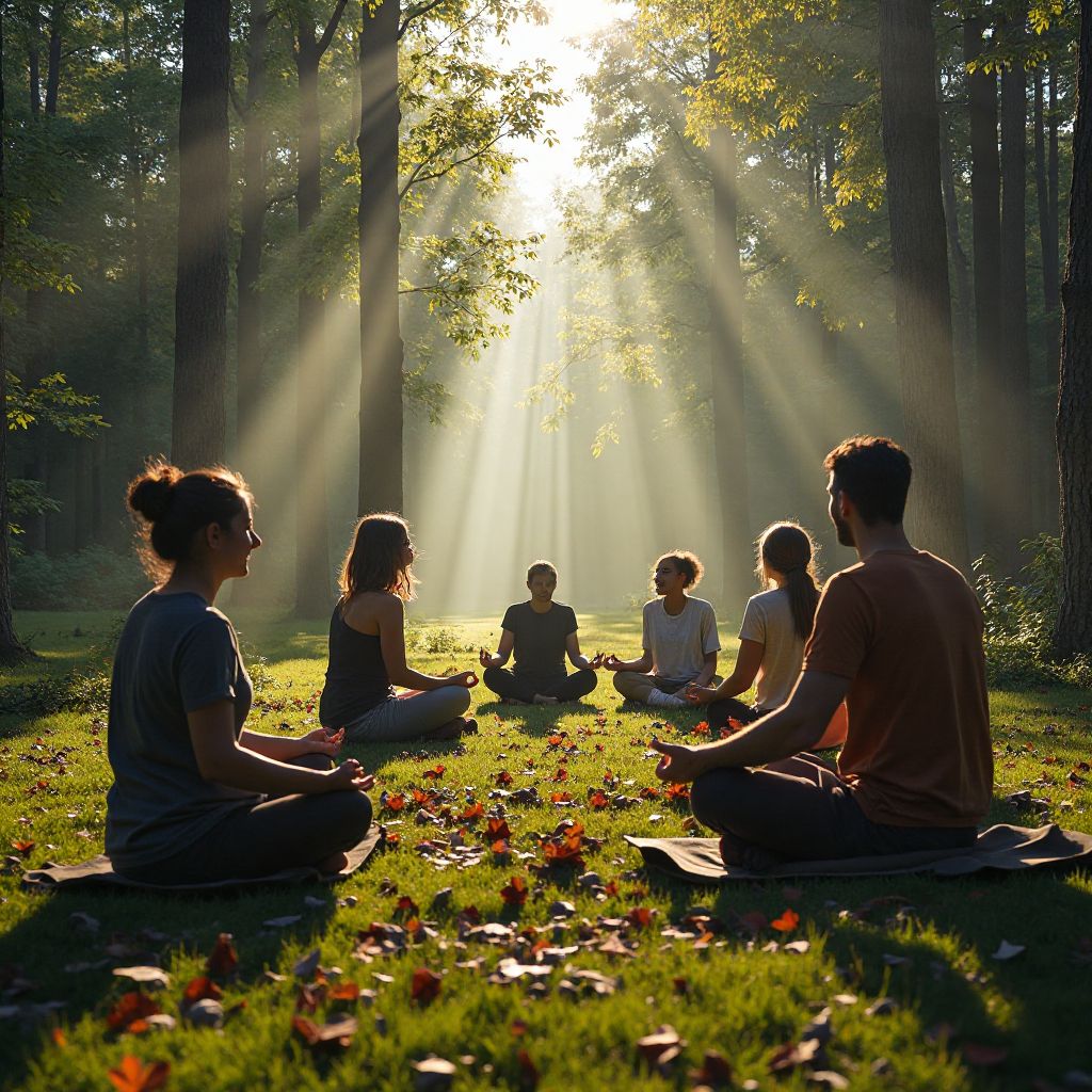 Outdoor mindfulness retreat in natural setting